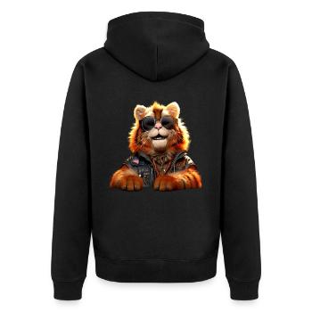 Tiger Raubkatze Wilde Katzen Liebhaber Süßer Tiger - Unisex Premium Bio Zip Hoodie - Schwarz - Hinten - Nico (187cm)