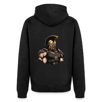 Spartaner Gladiator Muskeln Sparta 300 - Unisex Premium Bio Zip Hoodie - Schwarz - Hinten - Nico (187cm)