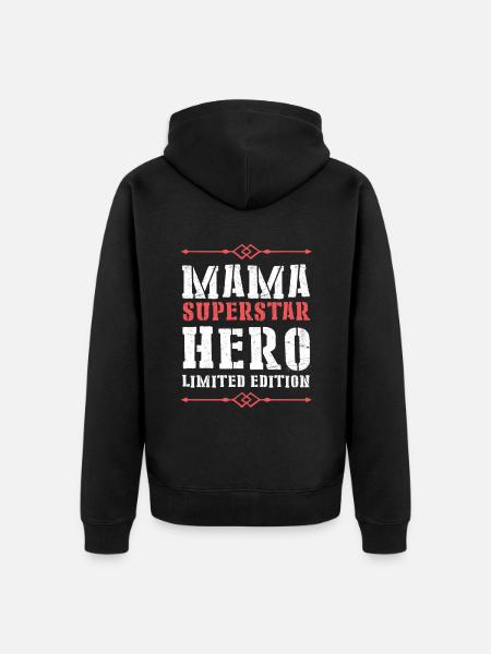 Beste Mama Held Spruch - Unisex Premium Bio Zip Hoodie - Schwarz