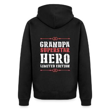 Best Grandpa Hero Saying - Unisex Premium Organic Zip Hoodie - black - Back - Nico (187cm)