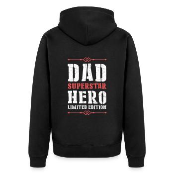 Best Dad Hero Dad Dad - Unisex Premium Organic Zip Hoodie - black - Back - Nico (187cm)