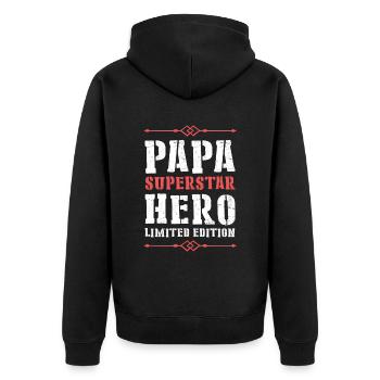 Meilleur Papa Héros Disant Papa Fête des Pères - Veste à capuche bio Premium Unisexe - noir - Dos - Nico (187cm)