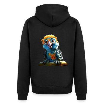Papagei Ara Sittich Kakadu Parrot Süße Papageien - Unisex Premium Bio Zip Hoodie - Schwarz - Hinten - Nico (187cm)