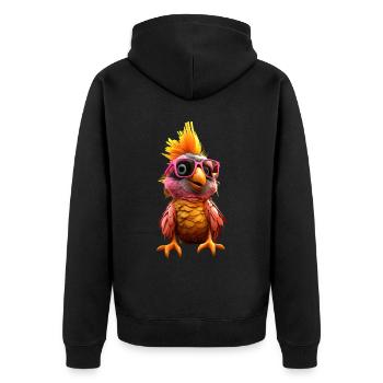 Papagei Ara Sittich Kakadu Parrot Süße Papageien - Unisex Premium Bio Zip Hoodie - Schwarz - Hinten - Nico (187cm)