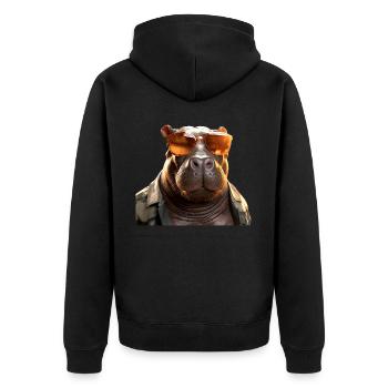 Hippo Hippo Papa Hippopotamus Cool Hippo - Unisex Premium Organic Zip Hoodie - black - Back - Nico (187cm)