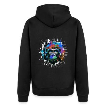 Portrait De Tête De Singe Coloré - Veste à capuche bio Premium Unisexe - noir - Dos - Nico (187cm)