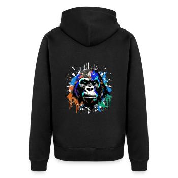 Gorilla Head Portrait Colorful - Unisex Premium Organic Zip Hoodie - black - Back - Nico (187cm)