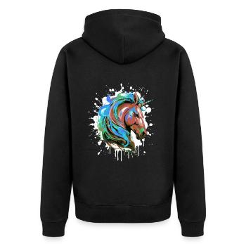 Unicorn Head Portrait Colorful - Unisex Premium Organic Zip Hoodie - black - Back - Nico (187cm)