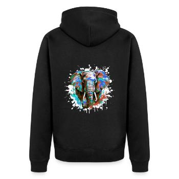 Elephant Head Portrait Colorful - Unisex Premium Organic Zip Hoodie - black - Back - Nico (187cm)