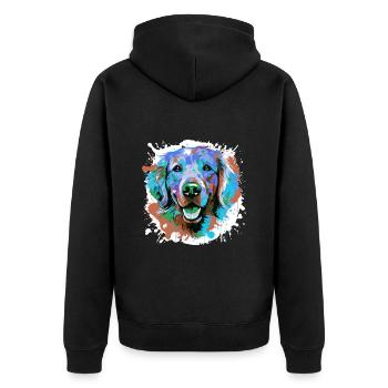 Golden Retriever Dog Head Portrait Colorful - Unisex Premium Organic Zip Hoodie - black - Back - Nico (187cm)