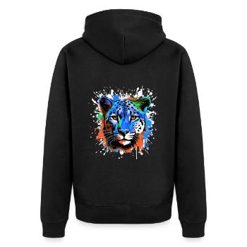 Cheetah Head Portrait Colorful - Unisex Premium Organic Zip Hoodie - black - Back - Nico (187cm)