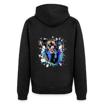 Doberman Dog Head Portrait Colorful - Unisex Premium Organic Zip Hoodie - black - Back - Nico (187cm)