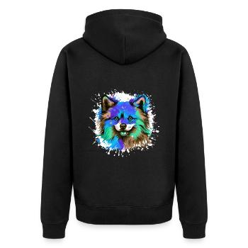 Pomeranian Dog Head Portrait Colorful - Unisex Premium Organic Zip Hoodie - black - Back - Nico (187cm)