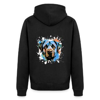 Kangal Hund Kopf Porträt Bunt - Unisex Premium Bio Zip Hoodie - Schwarz - Hinten - Nico (187cm)