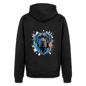 Mastiff Dog Head Portrait Colorful - Unisex Premium Organic Zip Hoodie - black - Back - Nico (187cm)