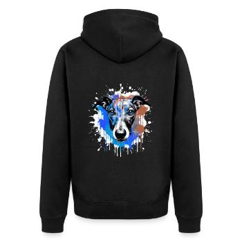 Greyhound Dog Head Portrait Colorful - Unisex Premium Organic Zip Hoodie - black - Back - Nico (187cm)