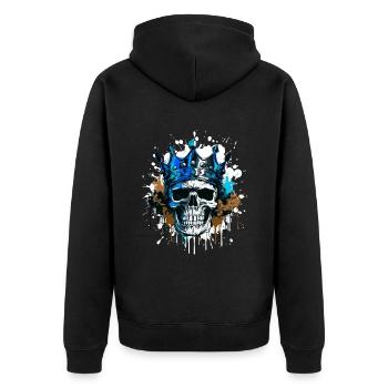 Totenkopf König Krone Skelett Bunt - Unisex Premium Bio Zip Hoodie - Schwarz - Hinten - Nico (187cm)