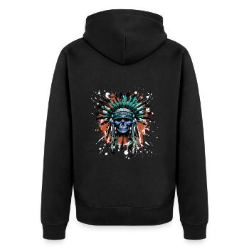 Apache Crâne Indien Coloré - Veste à capuche bio Premium Unisexe - noir - Dos - Nico (187cm)