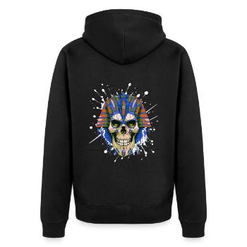 Pharaoh Skull Skeleton Colorful - Unisex Premium Organic Zip Hoodie - black - Back - Nico (187cm)