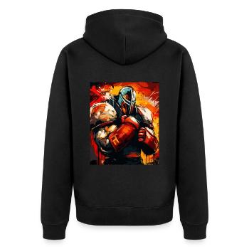 Ritter Boxer Kämpfer - Unisex Premium Bio Zip Hoodie - Schwarz - Hinten - Nico (187cm)
