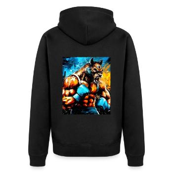 Combattant de boxeur loup - Veste à capuche bio Premium Unisexe - noir - Dos - Nico (187cm)