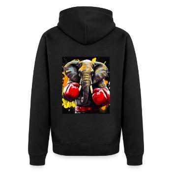 Combattant de boxeur éléphant - Veste à capuche bio Premium Unisexe - noir - Dos - Nico (187cm)