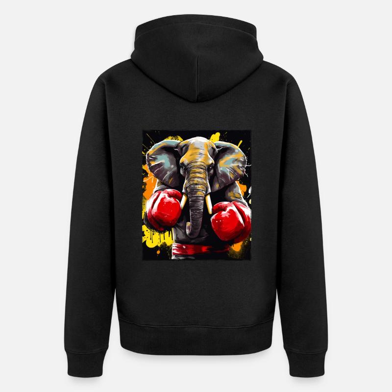 Combattant de boxeur éléphant - Veste à capuche bio Premium Unisexe - noir