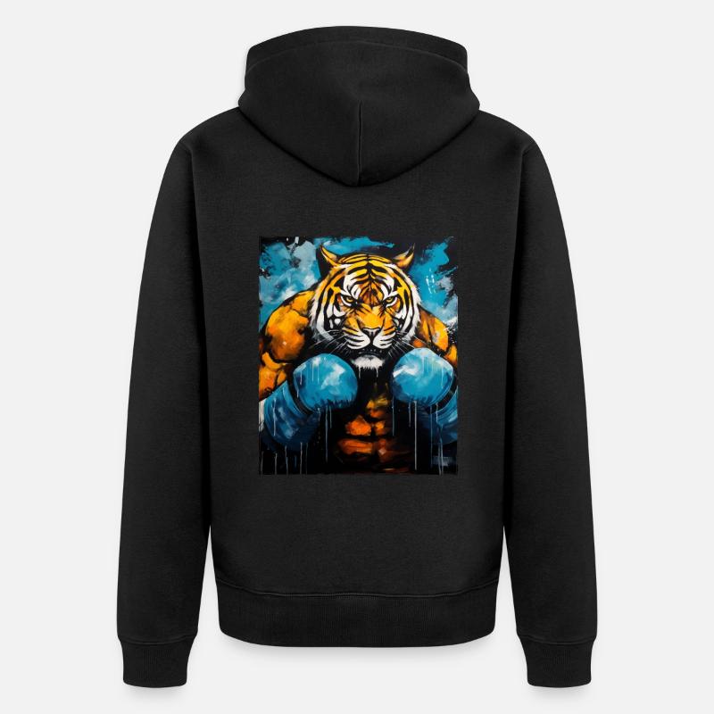 Combattant de boxeur tigre - Veste à capuche bio Premium Unisexe - noir