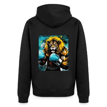 Combattant de boxeur lion - Veste à capuche bio Premium Unisexe - noir - Dos - Nico (187cm)