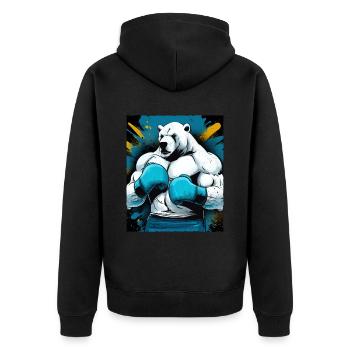 Polar Bär Boxer Kämpfer Eisbär Boxing - Unisex Premium Bio Zip Hoodie - Schwarz - Hinten - Nico (187cm)