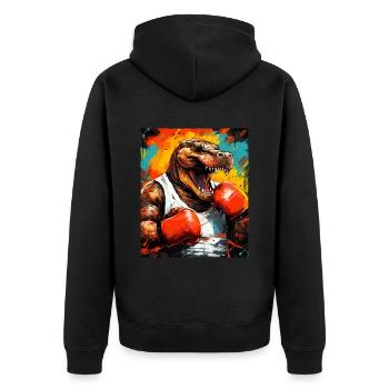 Alligator Boxer Kämpfer Beast Boxing - Unisex Premium Bio Zip Hoodie - Schwarz - Hinten - Nico (187cm)