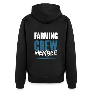 Farming Crew - Unisex Premium Bio Zip Hoodie - Schwarz - Hinten - Nico (187cm)