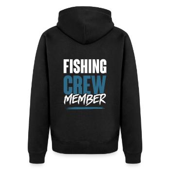 Fishing Crew - Unisex Premium Bio Zip Hoodie - Schwarz - Hinten - Nico (187cm)
