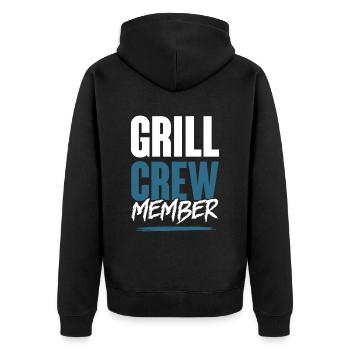 Grill Crew - Unisex Premium Bio Zip Hoodie - Schwarz - Hinten - Nico (187cm)