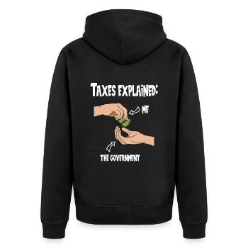 Steuerzahler Finanzamt Steuer zahlen - Unisex Premium Bio Zip Hoodie - Schwarz - Hinten - Nico (187cm)