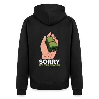 Steuerzahler Finanzamt Steuer zahlen - Unisex Premium Bio Zip Hoodie - Schwarz - Hinten - Nico (187cm)