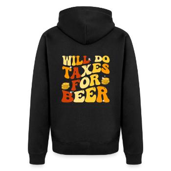 Steuerzahler Finanzamt Steuer zahlen - Unisex Premium Bio Zip Hoodie - Schwarz - Hinten - Nico (187cm)