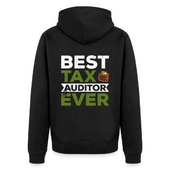 Steuerzahler Finanzamt Steuer zahlen - Unisex Premium Bio Zip Hoodie - Schwarz - Hinten - Nico (187cm)