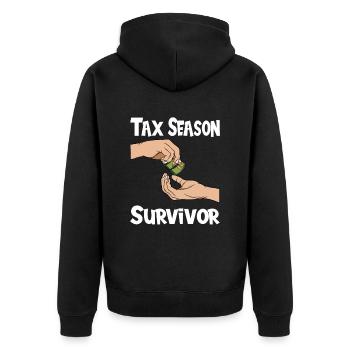 Steuerzahler Finanzamt Steuer zahlen - Unisex Premium Bio Zip Hoodie - Schwarz - Hinten - Nico (187cm)