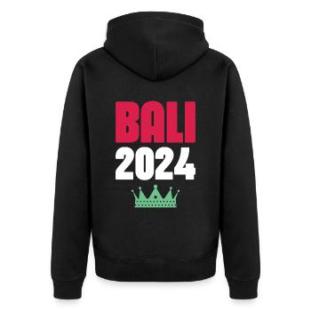 Bali 2024 Urlaub - Unisex Premium Bio Zip Hoodie - Schwarz - Hinten - Nico (187cm)