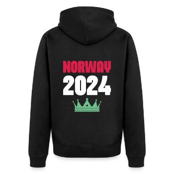 Norwegen 2024 Urlaub - Unisex Premium Bio Zip Hoodie - Schwarz - Hinten - Nico (187cm)