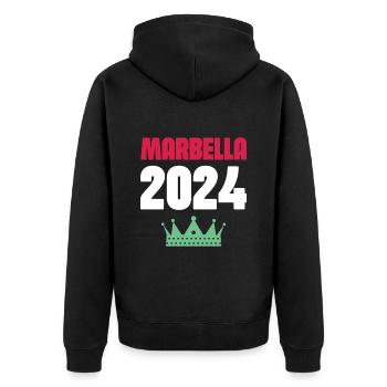 Jours fériés Marbella 2024 - Veste à capuche bio Premium Unisexe - noir - Dos - Nico (187cm)