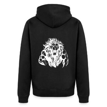 Löwe Muskeln Gym MMA Fighter - Unisex Premium Bio Zip Hoodie - Schwarz - Hinten - Nico (187cm)