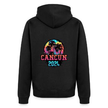 Cancun 2024 Team Palm Trees Multicolored - Unisex Premium Organic Zip Hoodie - black - Back - Nico (187cm)