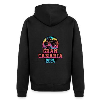 Gran Canaria 2024 Team Palm Trees Multicolored - Unisex Premium Organic Zip Hoodie - black - Back - Nico (187cm)