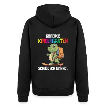 School Enrollment Dino Back to School - Unisex Premium Organic Zip Hoodie - black - Back - Nico (187cm)