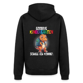 School Enrollment Dino Back to School - Unisex Premium Organic Zip Hoodie - black - Back - Nico (187cm)