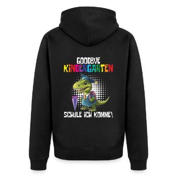 School Enrollment Dino Back to School - Unisex Premium Organic Zip Hoodie - black - Back - Nico (187cm)