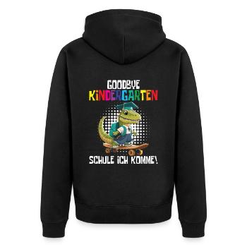 School Enrollment Dino Back to School - Unisex Premium Organic Zip Hoodie - black - Back - Nico (187cm)