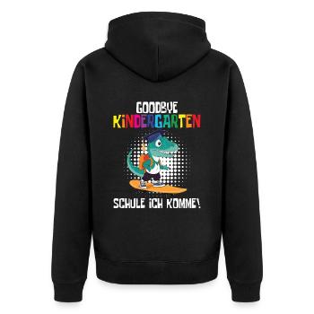 School Enrollment Dino Back to School - Unisex Premium Organic Zip Hoodie - black - Back - Nico (187cm)